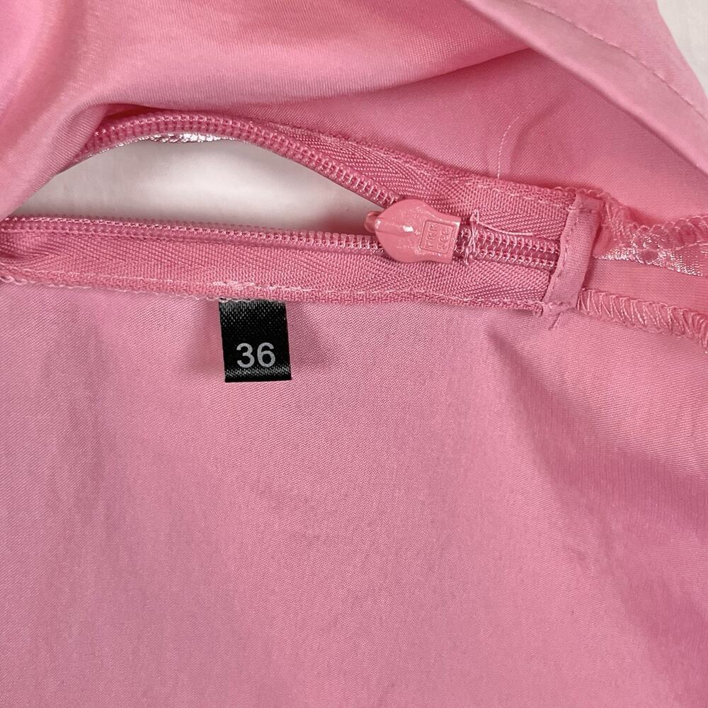 Stella Nova Pippi Blouse Pink Barbiecore Shiny Nylon Balloon Sleeve Sz 36 Small - Picture 8 of 9
